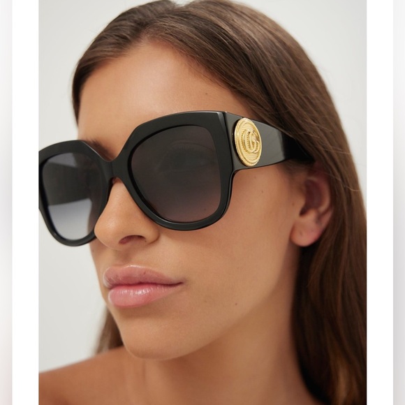 NEW GUCCI GG1407S 001 BLACK GREY WOMEN OVERSIZED SUNGLASSES GUCCI - Picture 6 of 15